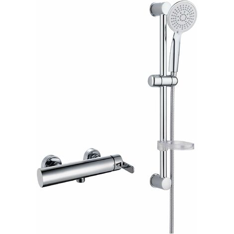 Set miscelatore esterno doccia completo di asta saliscendi Damast 17753  Cromo - Meccanico