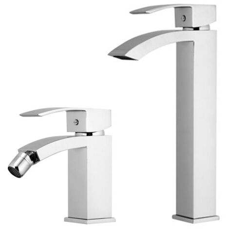 Set miscelatore lavabo alto e bidet in ottone cromato Mariani linea Marte