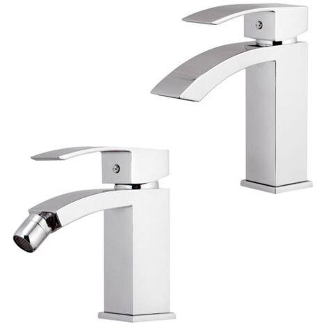 Set miscelatore lavabo e bidet in ottone cromato Mariani linea Marte