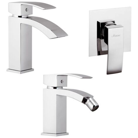 Set miscelatori con doccia a incasso lavabo e bidet in ottone cromato Mariani linea Marte
