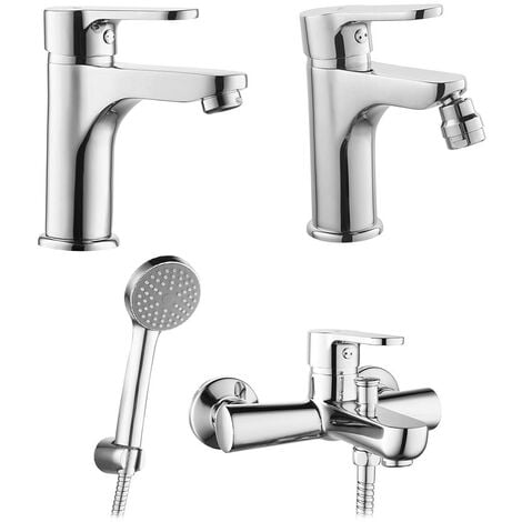 Set rubinetti bagno lavabo incasso, bidet e incasso doccia nero Ava