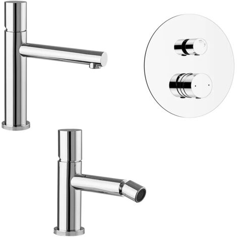 Set miscelatori cromo lavabo bidet e doccia con deviatore a 2 vie Gemini