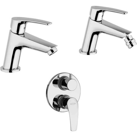 Set miscelatori Jacuzzi  Rubinetteria Lucente  lavabo bidet per piletta click clack e incasso doccia con deviatore due uscite