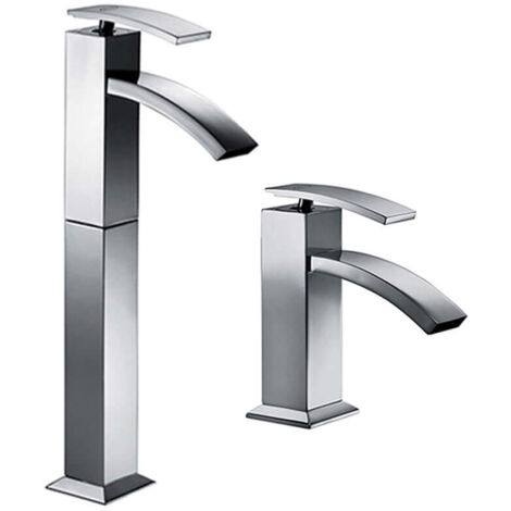 Set miscelatori lavabo alto + bidet Jacuzzi  rubinetteria Glint ottone cromato per piletta clik clak