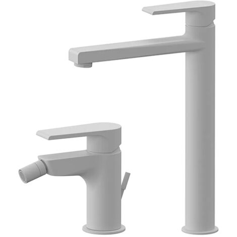 Set miscelatori lavabo alto e bidet bianco opaco Mariani serie Artic