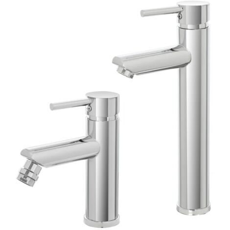 Set miscelatori lavabo alto e bidet cromo lucido con piletta click-clack  York