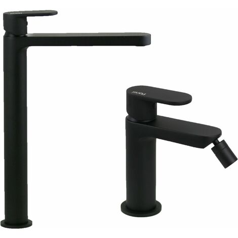 Set miscelatori lavabo alto e bidet in colore nero opaco Ponsi Versilia KITVERSILIA2NO