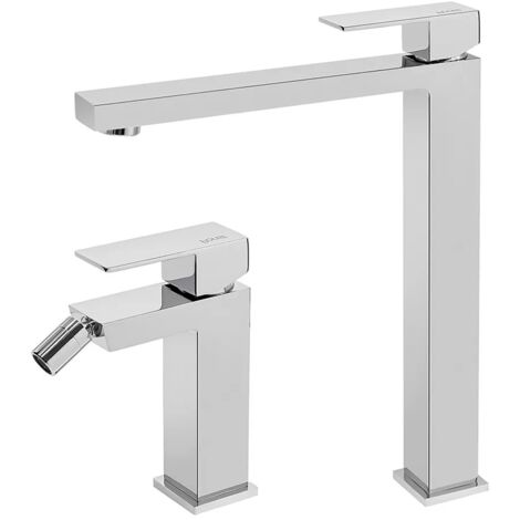 Set miscelatori lavabo alto e bidet serie Italia in ottone cromato