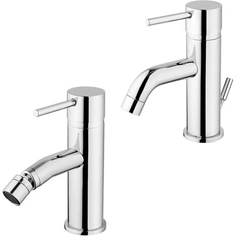 Set miscelatori lavabo bidet cromati Piralla Essenza con scarico incluso