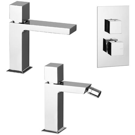 Vema Rubinetterie - TIBER Set miscelatore lavabo al muro con incasso +  bidet + miscelatore doccia