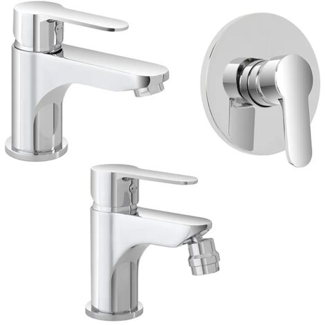 Set miscelatori lavabo bidet e doccia incasso in ottone cromato Zoe