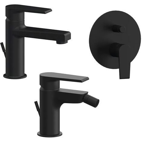 Set miscelatori lavabo bidet e doccia incasso nero opaco Mariani Artic