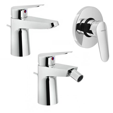Set miscelatori lavabo bidet e doccia incasso Nobili Hof cromati a risparmio idrico