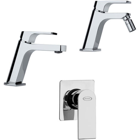 Set miscelatori lavabo bidet e incasso doccia Jacuzzi  rubinetteria Twilight ottone cromato per piletta di scarico clic clac
