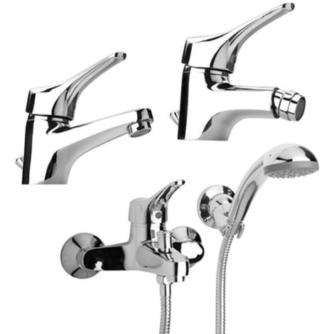 Set miscelatori lavabo + bidet + gruppo vasca Ariel di Piralla ottone cromato con PILETTA DI SCARICO INCLUSA  0RE00088A21 0RE00094A21 0RE00003A16