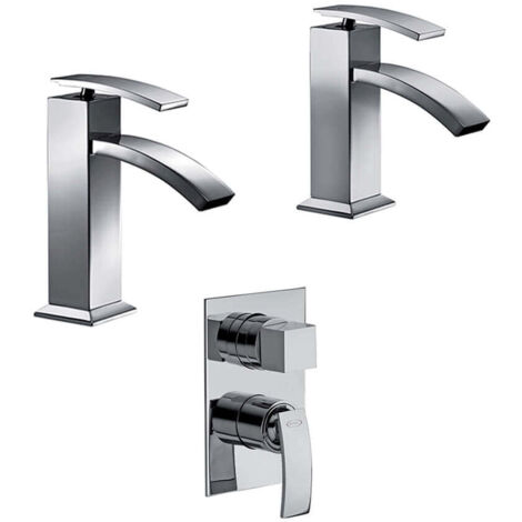 Set miscelatori lavabo + bidet + incasso doccia con deviatore Jacuzzi  rubinetteria Glint per piletta click clack