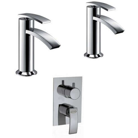 Set miscelatori lavabo + bidet + incasso doccia con deviatore Jacuzzi  rubinetteria Ray ottone cromato per piletta click clack
