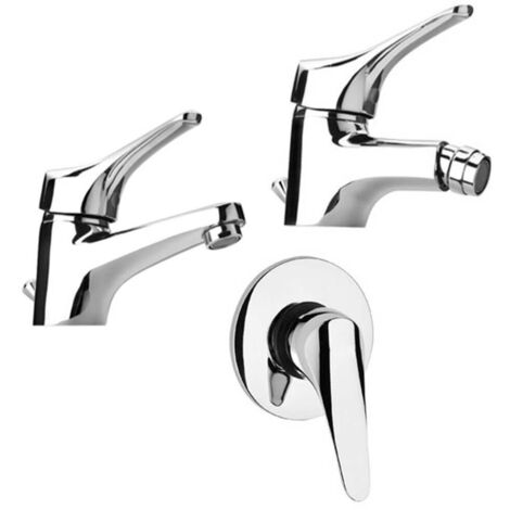 Set miscelatori lavabo + bidet + incasso doccia Piralla Ariel ottone cromato con PILETTA DI SCARICO INCLUSA 0RE00088A21 0RE00094A16 0RE00410A16