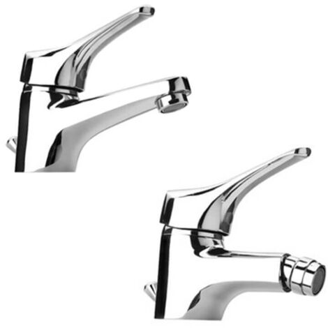 Set miscelatori lavabo + bidet Piralla Ariel ottone cromato con PILETTA DI SCARICO INCLUSA 0RE00088A21 0RE00094A21