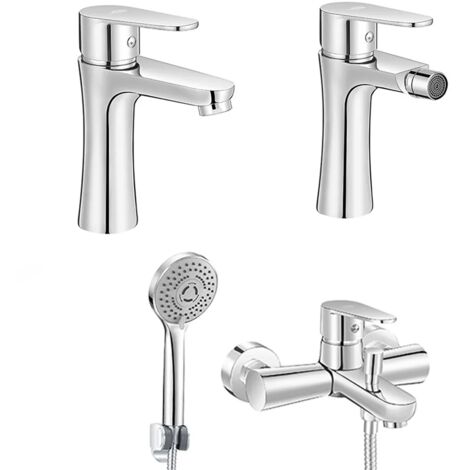 Set miscelatori lavabo bidet vasca cromati serie Lizzy