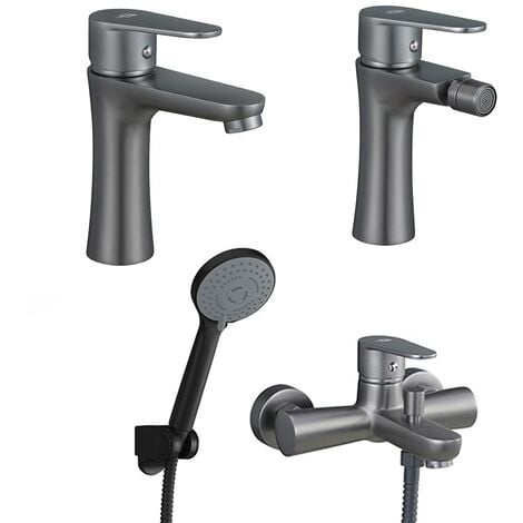 Set rubinetti bagno lavabo incasso, bidet e incasso doccia nero Ava