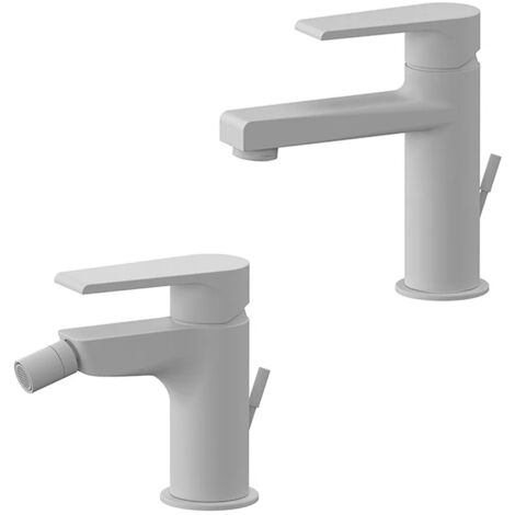 Set miscelatori lavabo e bidet bianco opaco Mariani Artic scarico incluso