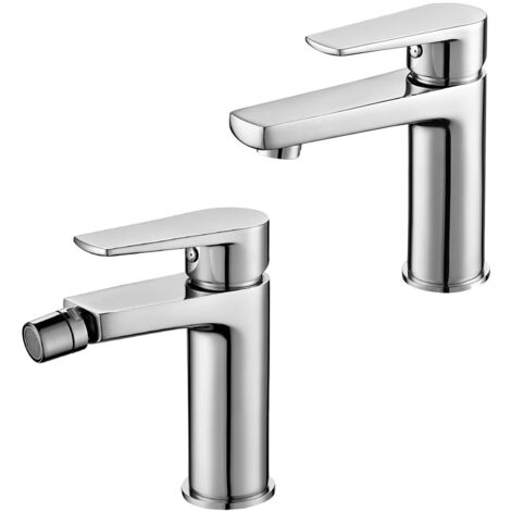 Set miscelatori lavabo e bidet cromati serie Erika piletta inclusa