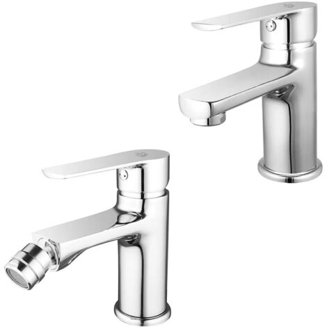 Set miscelatori lavabo e bidet cromato con scarico incluso Juliette