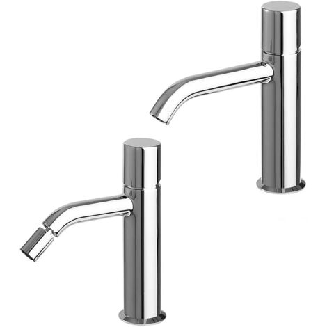 Set miscelatori lavabo e bidet cromo lucido senza leva di comando  Gemma