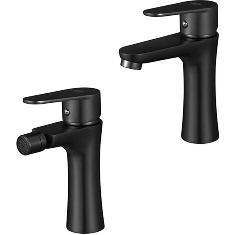Set miscelatori lavabo e bidet nero opaco serie Lizzy in ottone