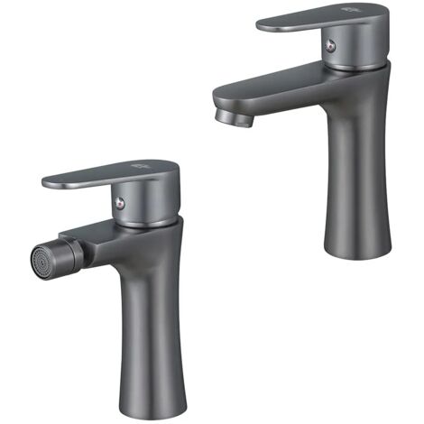 Set miscelatori lavabo e bidet nichel nero satinato serie Lizzy in ottone