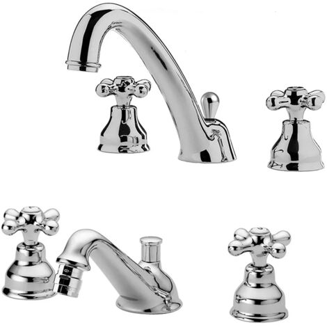 Set miscelatori Paffoni Iris lavabo canna alta e bidet con scarico incluso
