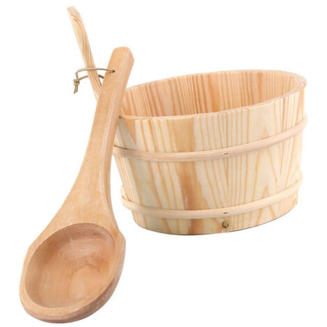 Set mit 1 Eimer und 1 Holzkelle für die Sauna (4 Liter) 2