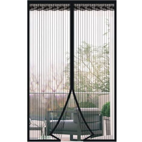 Set mit 1 schwarzem magnetischem Moskitonetz 150 x 220 cm, ultrafeines Moskitonetz für Balkon und Schlafzimmer