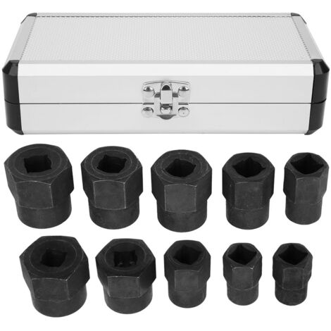 Set mit 10 Ausdrehern für abgebrochene Schrauben (9–19 mm), Metallkoffer