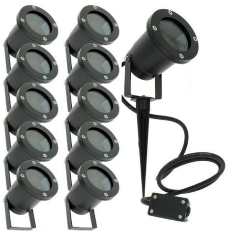 Set mit 10 Außenpfahlscheinwerfern für LED GU10 Gartenbeleuchtung
