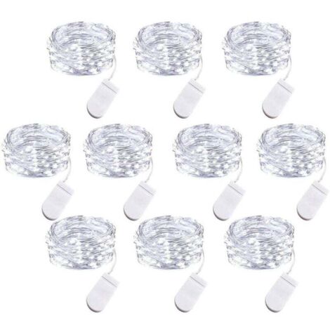 Set mit 10 batteriebetriebenen LED-Lichterketten, 1 m Kupferdraht, 10 LED-Birnen für Schlafzimmer, Zuhause, Partys, Hochzeiten, Festivals und Konzerte
