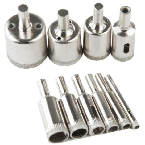 Set mit 10 Diamantbohrern für Lochsägen 6–32 mm, geeignet für diamantbeschichteten Kohlenstoffstahl, Glas, Keramik, Porzellan, Fliesen, Ziegel und Marmor.