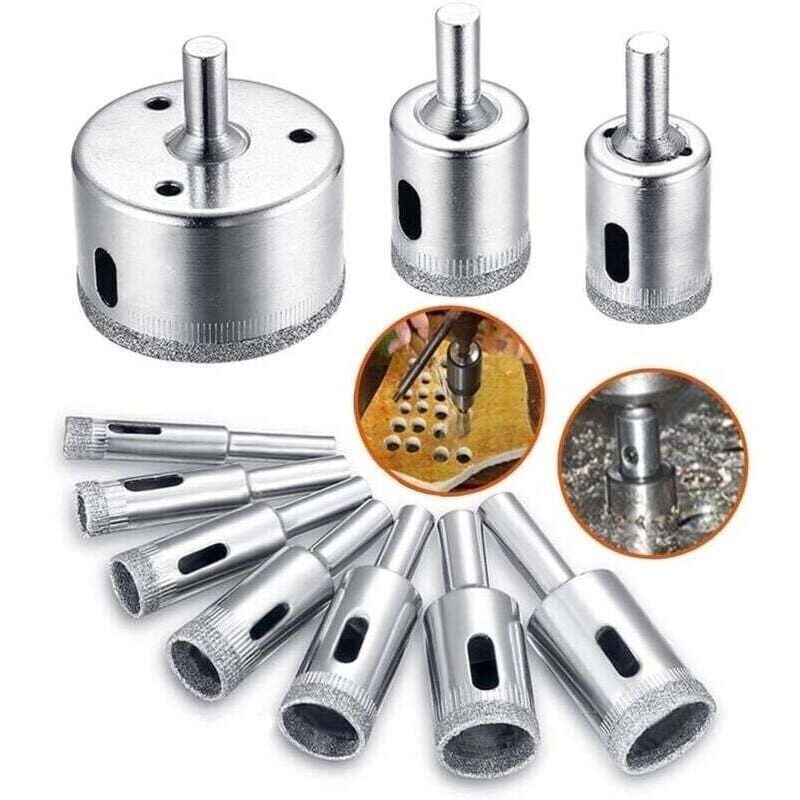 Image of Set mit 10 Diamantbohrern für Keramik, Glas, Porzellan und Fliesen – 8 mm x 50 mm
