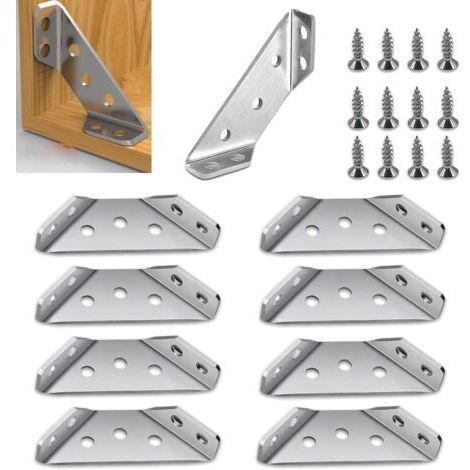 Set mit 10 Eckverbindern Winkelverbinder Befestigung Edelstahl Metallwinkel Winkelverbinder Metallverbinder Winkelhalter mit Schrauben, Winkel für Regal, Schrank, Tisch, Stuhl, Büro