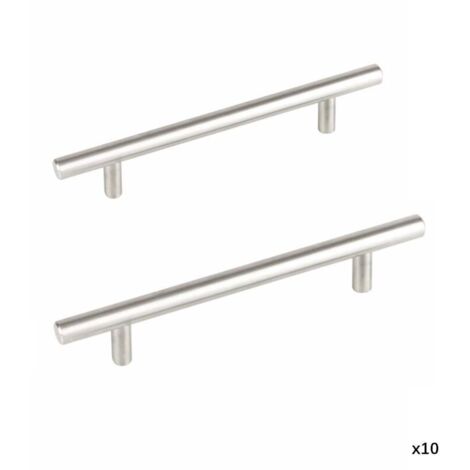 Set mit 10 Edelstahl-Möbelgriffen – 160 mm Dornmaß – Für Schränke und Schubladen – Einfache Montage
