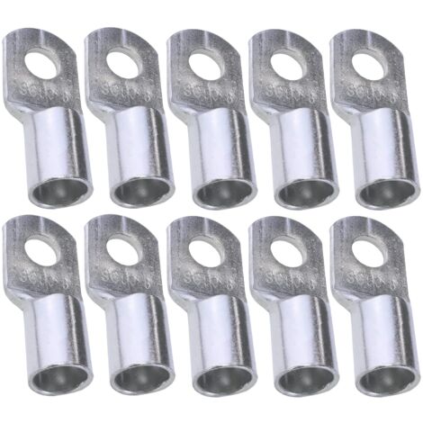 Set mit 10 elektrischen Anschlüssen mit röhrenförmiger Öse – Öse – Ø 8 mm – nicht isoliert – für 50 mm² Leiter – elektrischer Drahtverbinder – festziehend – silberfarben