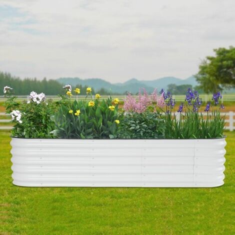 Set mit 10 erhöhten Metallpflanzkästen, Set mit erhöhten Pflanzkästen 195 x 60 x 43 cm, geeignet für erhöhte Pflanzkästen für Gemüse und Blumen.