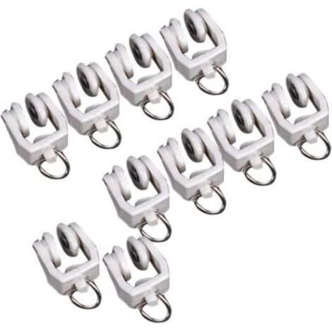 Set mit 10 Gardinenschienen – Gardinenhaken – Gardinenringe – Gardinenschienen – Gleiter – Gardinen – Weiß – Schiene