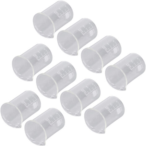 Set mit 10 Glasbechern für wissenschaftliche Experimente mit Graduierung, 25 ml, Laborausrüstung