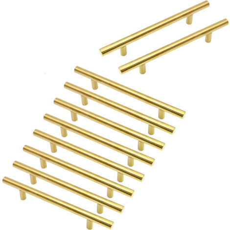 Set mit 10 goldenen Schrankgriffen, 96 mm Lochabstand, Schubladengriffe aus Edelstahl für Schlafzimmer- und Küchenschränke, Länge 150 mm