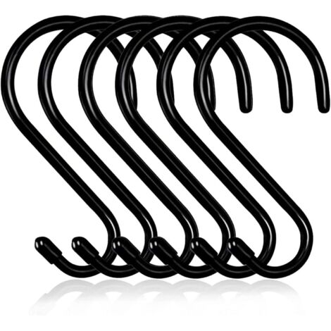 Set mit 10 großen, stabilen 15 cm S-Haken aus schwarz gummiertem Metall zum Aufhängen, rutschfeste S-Haken mit Vinylbeschichtung für Küche und Bad