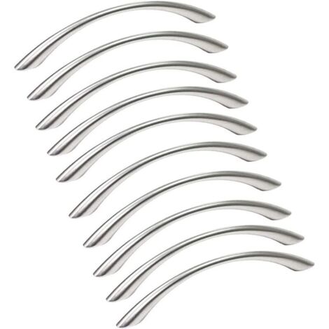 Set mit 10 Küchenschrankgriffen aus Edelstahl – Türgriffe, Oberfläche gebürstetes Nickel, 128 mm Lochabstand