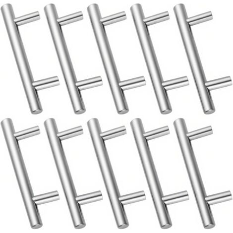 Set mit 10 Küchenschrankgriffen, Edelstahl-Küchentürgriffe, Schubladengriffe, 64 mm Lochabstand, Küchenschrankgriffe, gebürstete Oberfläche