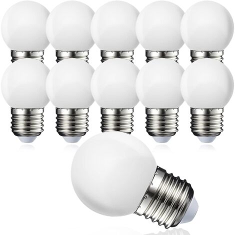 Set mit 10 LED-Globuslampen E27 G45 – Warmweiß 3000 K – 5 W G45 – Gehäuse aus mattem Polycarbonat – Intensität nicht dimmbar [Energieklasse G]